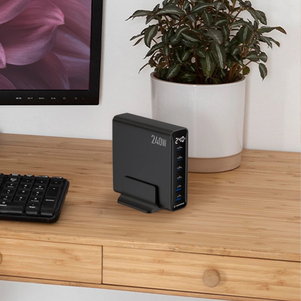 GEMBIRD 6-PORT 240W GaN USB FAST C HARGER BLACK