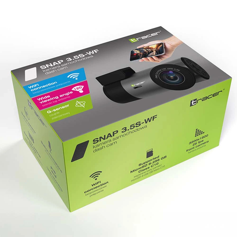 TRACER WIFI DASH CAR CAMERA SNAP 3.5S-WF BLACK/GREY