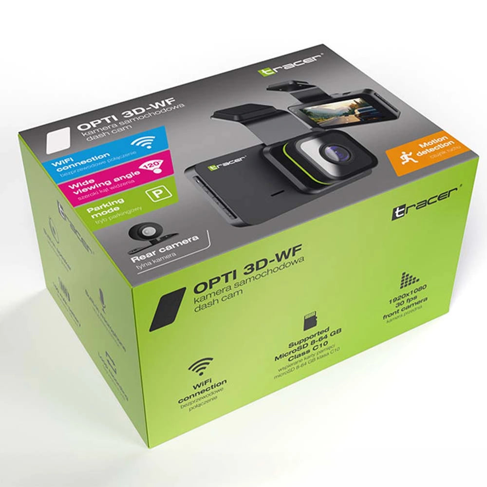 TRACER DASH CAR CAMERA WIFI 1080P OPTI 3D-WF BLACK