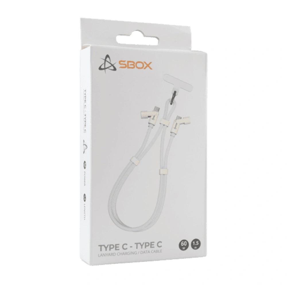 SBOX CABLE TYPE-C TO TYPE-C LANYARD 1.5M WHITE
