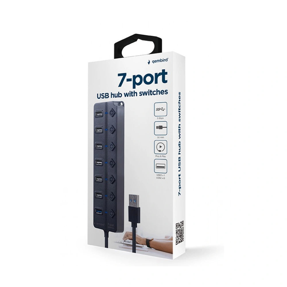 GEMBIRD 7-PORT USB HUB (1XUSB3.1+6XUSB2.0) WITH SWITCHES