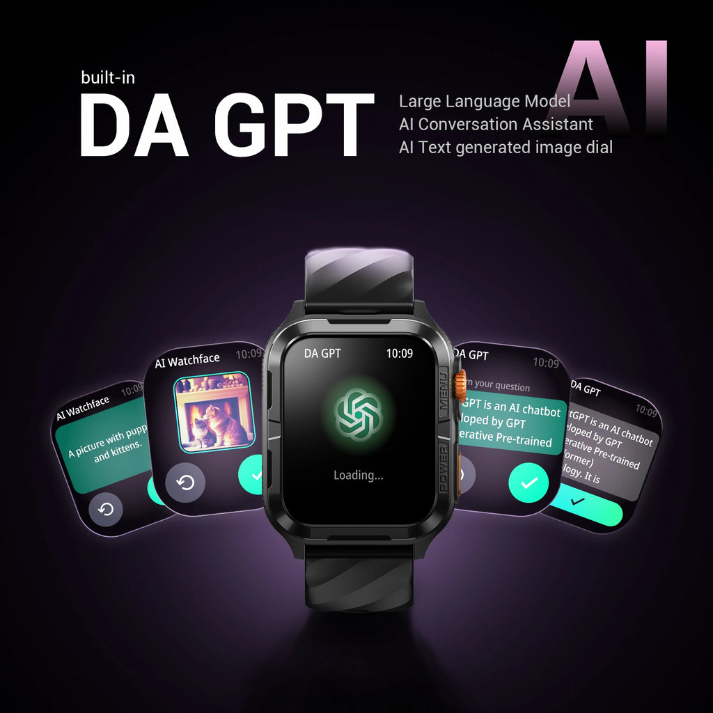 BLACKVIEW BT5.3 WATERPROOF-10M SMARTWATCH WITH DA GPT & LED TORCH BLACK