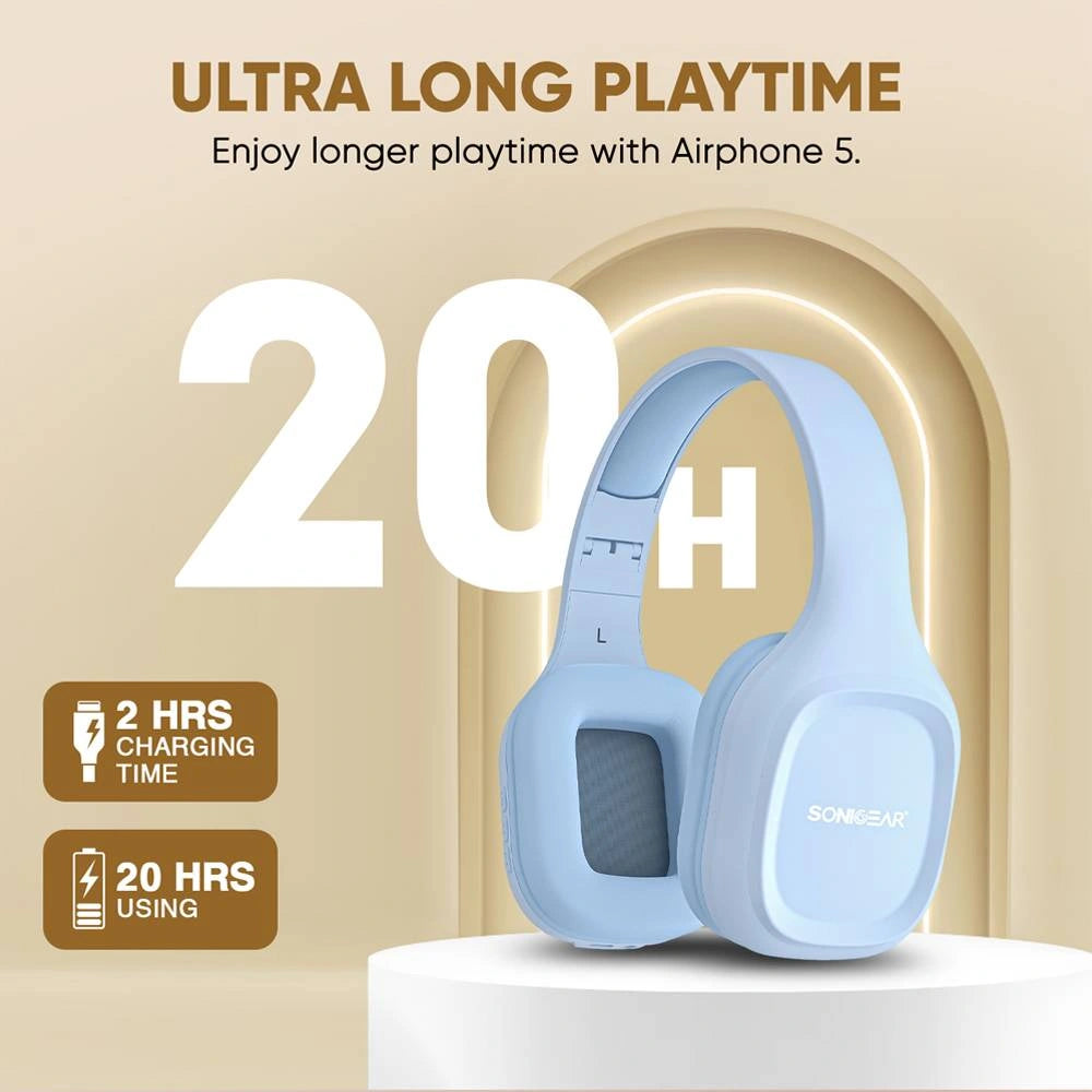 SONICGEAR BT5.4 OVER-EAR HEADPHONES AIRPHONE 5 CREME CARAMEL