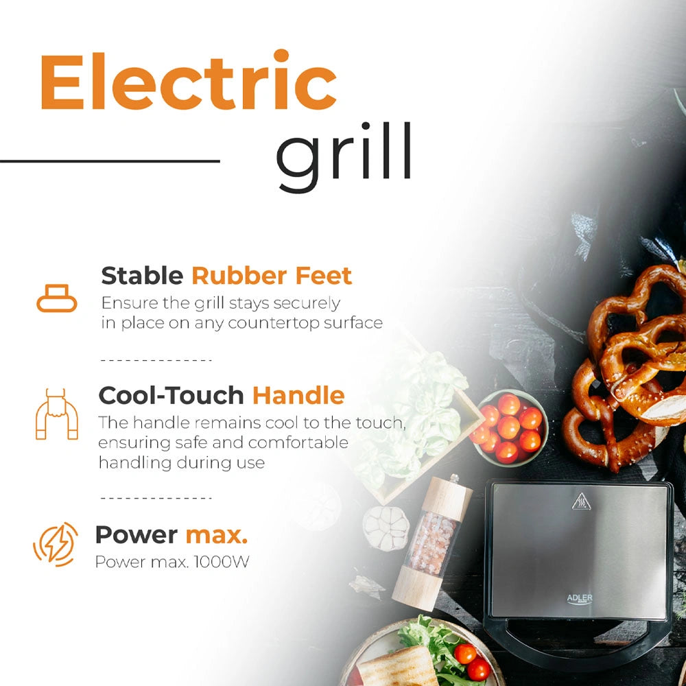 ADLER ELECTRIC GRILL 1000W BLACK