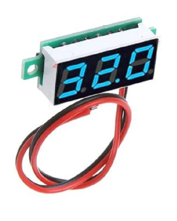 0.28inch DC 2.5-30V Voltmeter Blue 2 wired