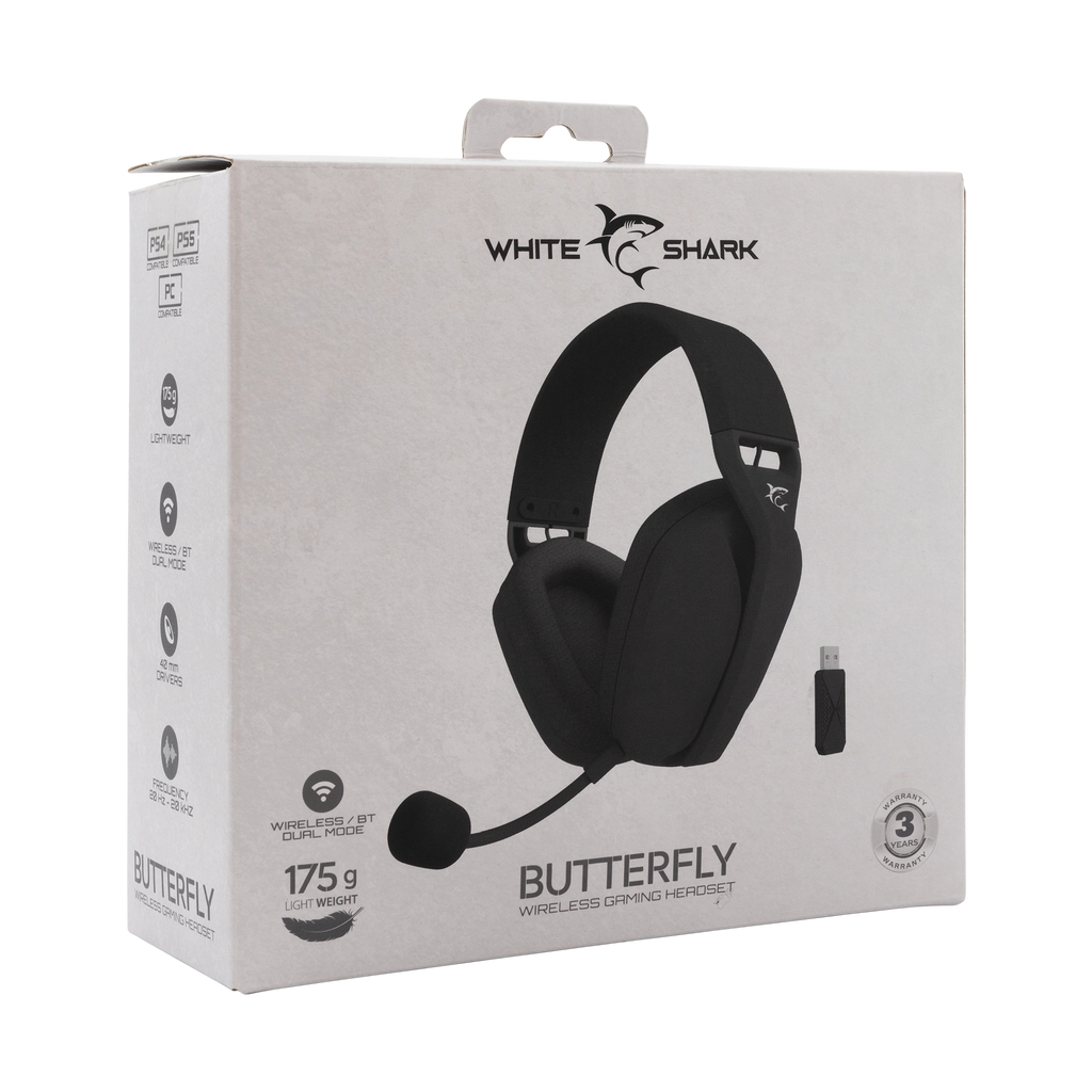 WHITE SHARK WIRELESS/BT GAMING HEADSET WGH-2442 BUTTERFLY BLACK
