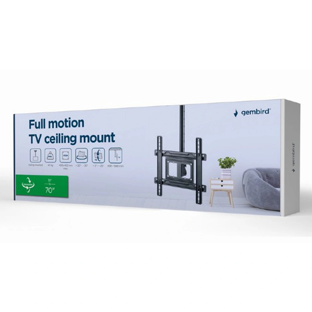 GEMBIRD FULL MOTION TV CEILING MOUNT, 32' – 70' BLACK