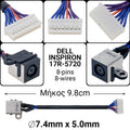 DC JACK DELL Inspiron 17R-5720 (Μακρύ)