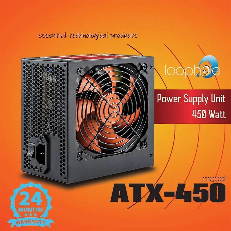 Τροφοδοτικό Loophole 450WATT Πορτοκαλί FAN