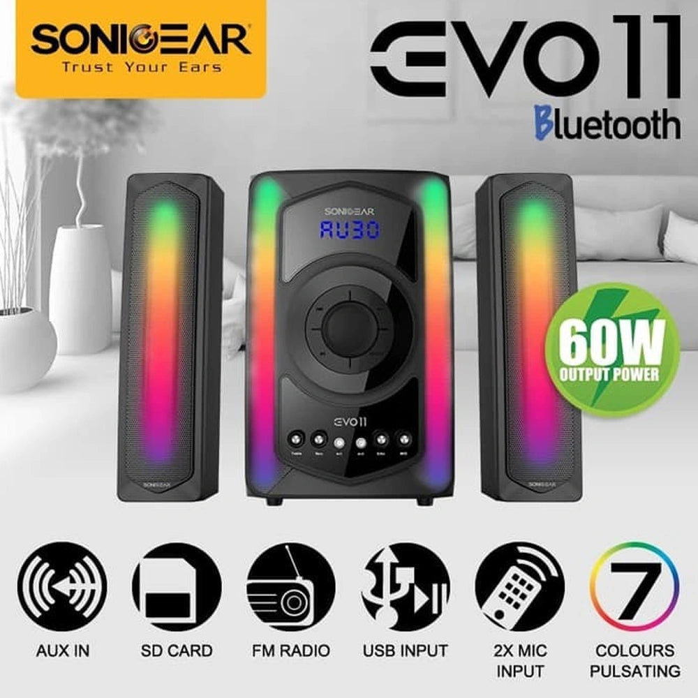 SONIC GEAR BLUETOOTH 2,1 SPEAKER WITH REMOTE CONTROL EVO 11