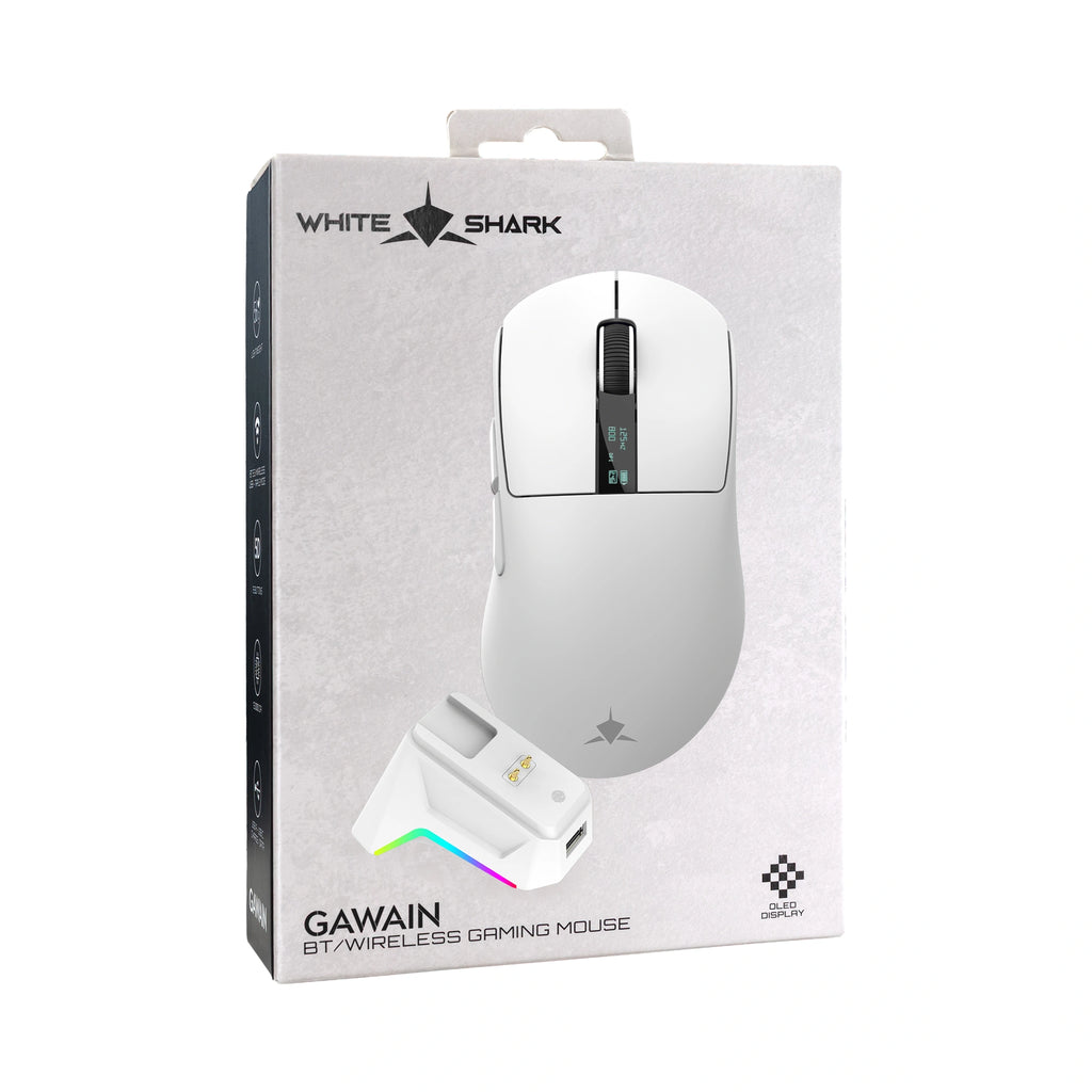 WHITE SHARK WIRELESS GAMING MOUSE 12000DPI WMG-5023 GAWAIN WHITE