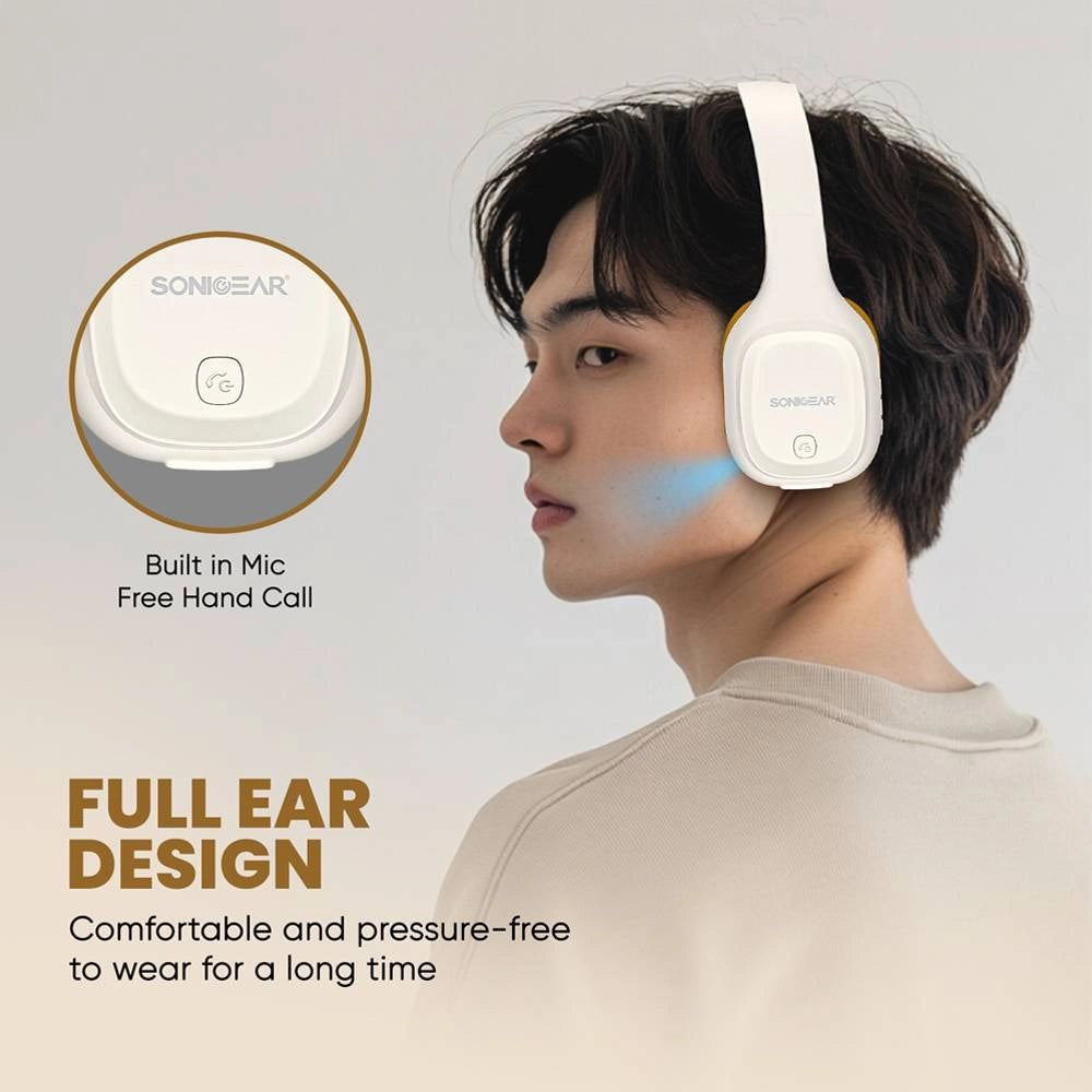 SONICGEAR BT5.4 OVER-EAR HEADPHONES AIRPHONE 5 CREME CARAMEL