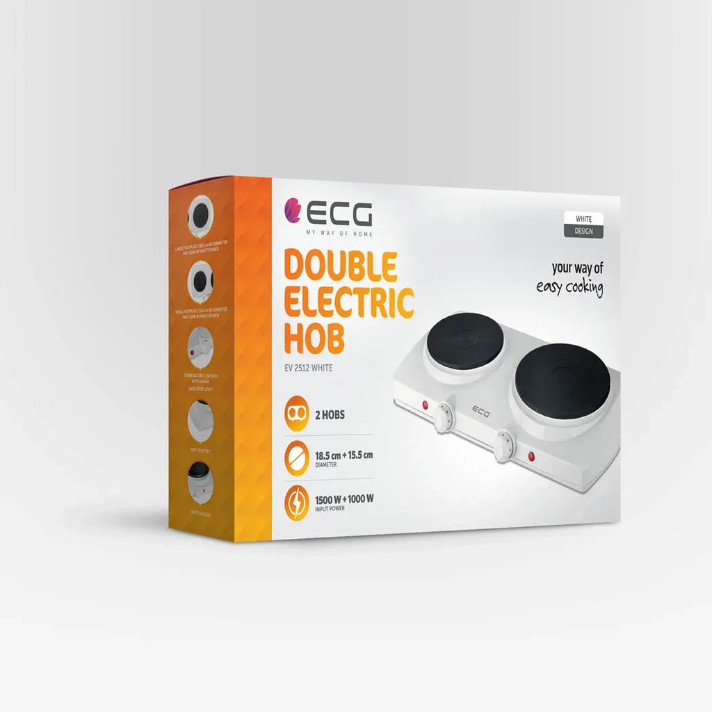 Επιτραπέζια Διπλή Εστία 2500W EV2512 White ECG