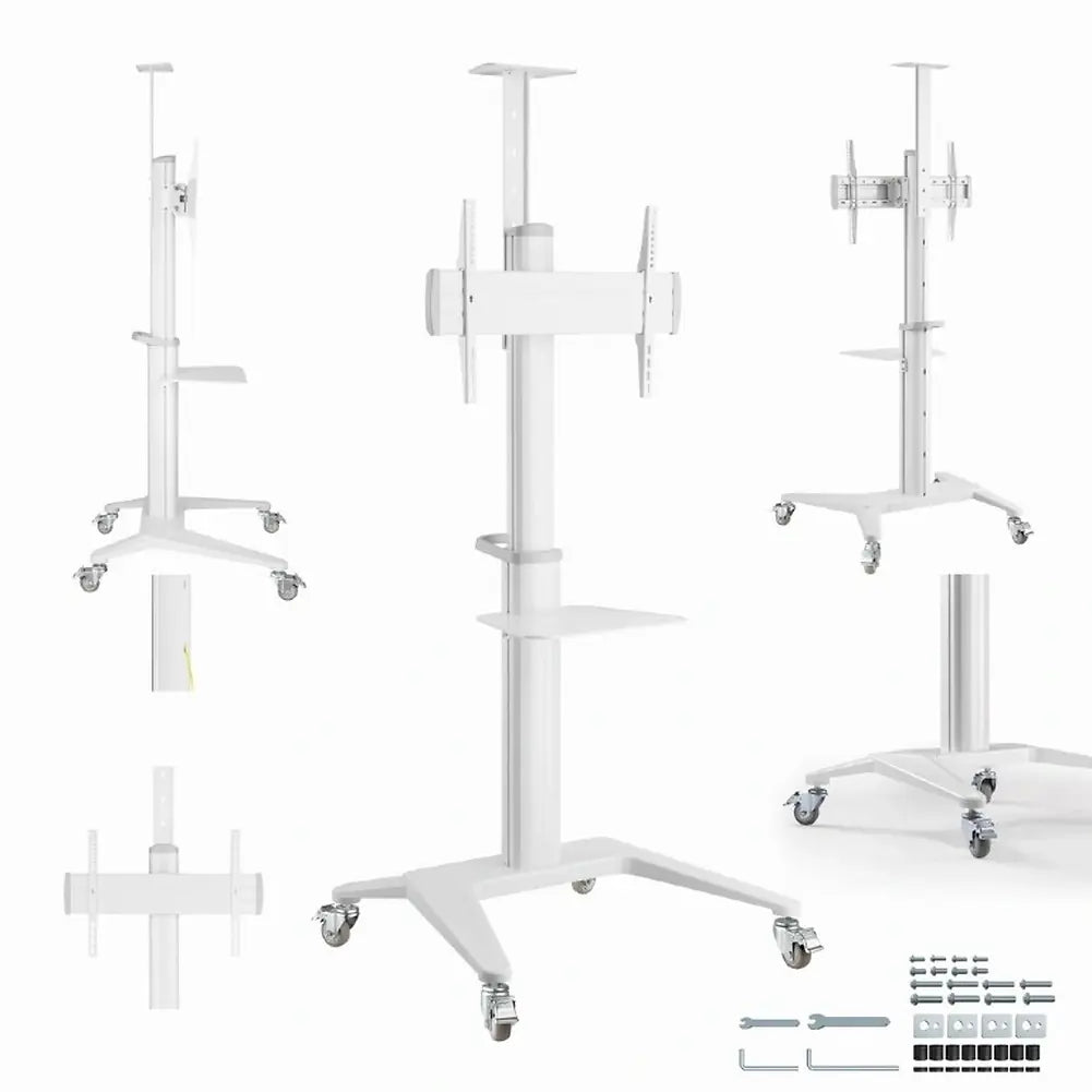 GEMBIRD ALUMINUM TV FLOOR STAND WITH CASTER WHEELS 37'-70' WHITE