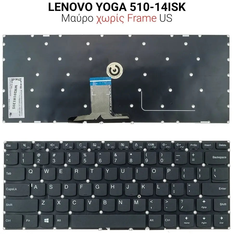 Πληκτρολόγιο Lenovo YOGA 510-14ISK 510-14IKB NO Frame US