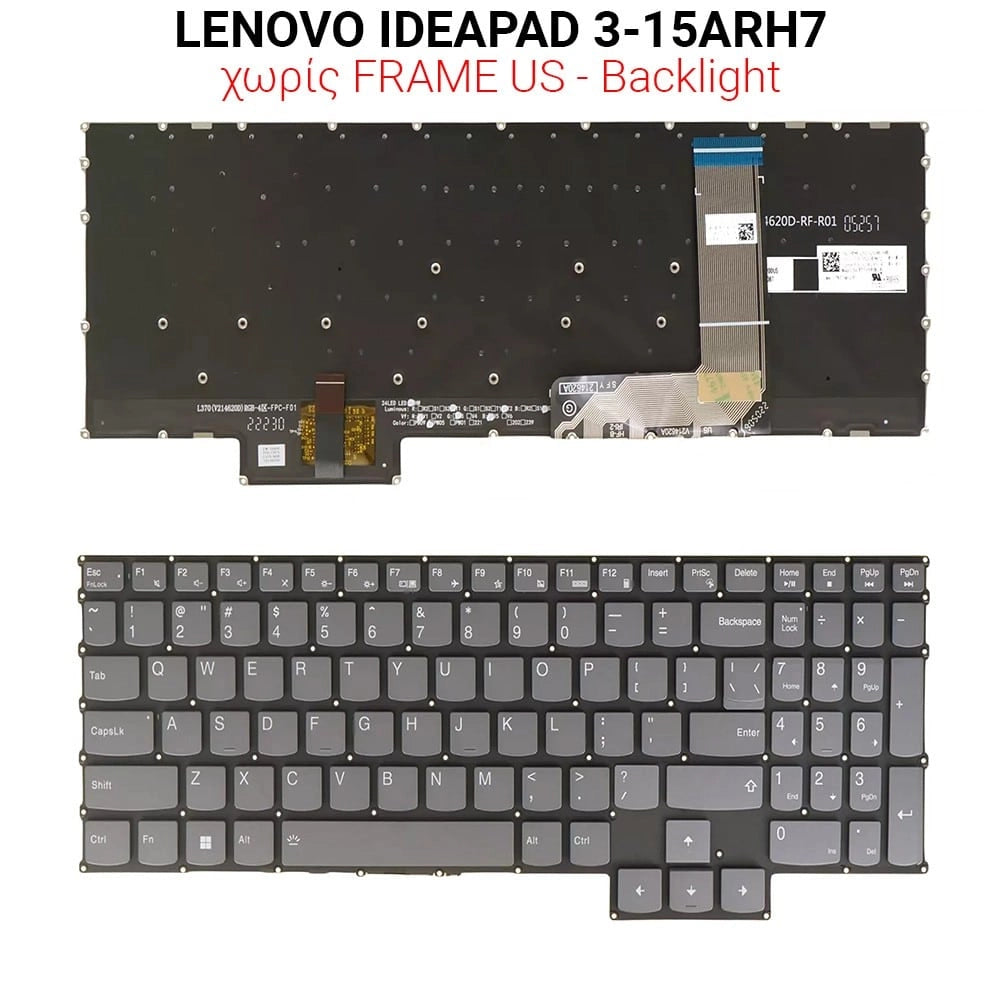 Πληκτρολόγιο Lenovo Ideapad 3-15ARH7 NO Frame US + Backlight