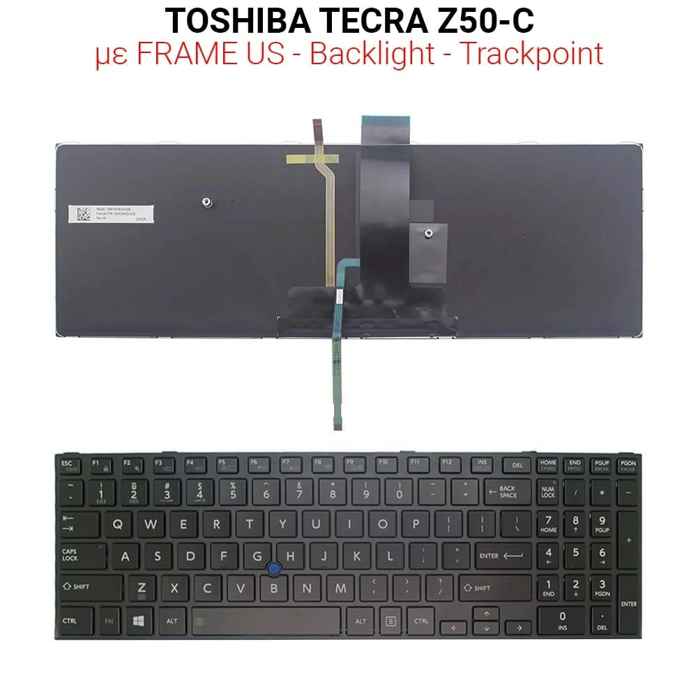Πληκτρολόγιο Toshiba Tecra Z50-C WITH Frame + Backlight + Trackpoint