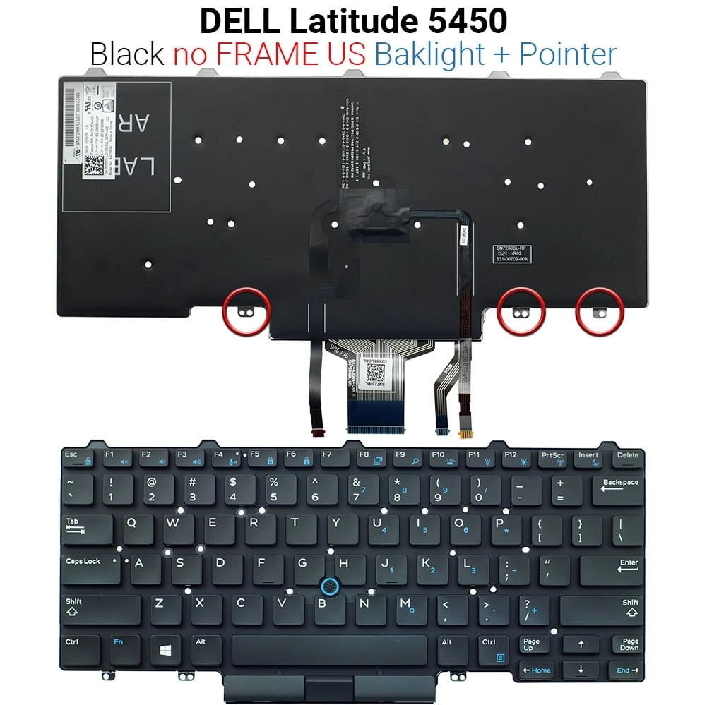 Πληκτρολόγιο DELL Latitude E5450 NO Frame US BL+TR