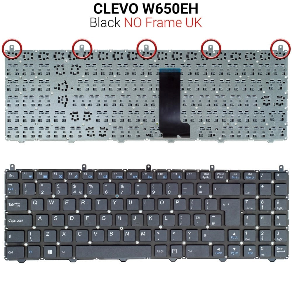Πληκτρολόγιο Clevo W650EH NO Frame UK