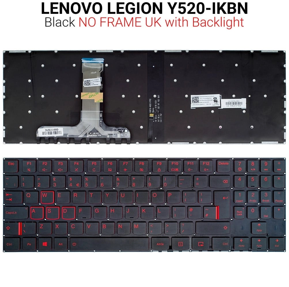 Πληκτρολόγιο Lenovo Legion Y520-15 NO Frame UK LED
