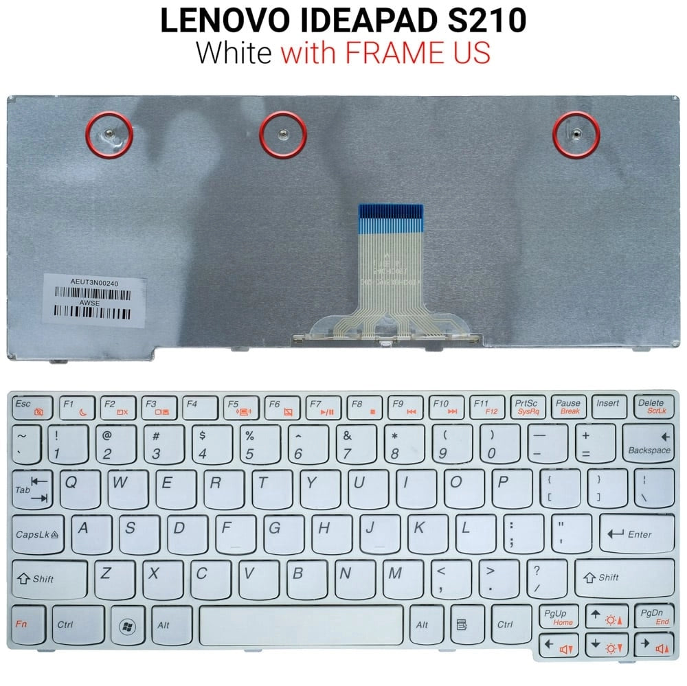 Πληκτρολόγιο Lenovo Ideapad S10-3 White WITH Frame
