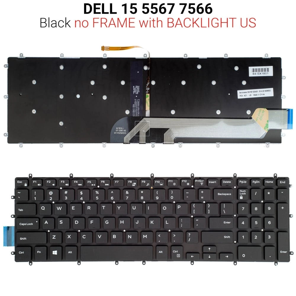 Πληκτρολόγιο DELL 15 5567 νο Frame US RED Backlight