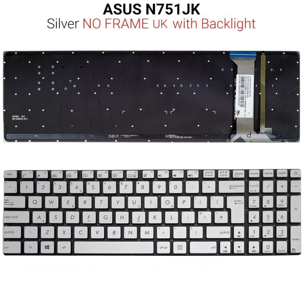 Πληκτρολόγιο ASUS N751JK Backlight NO Frame UK
