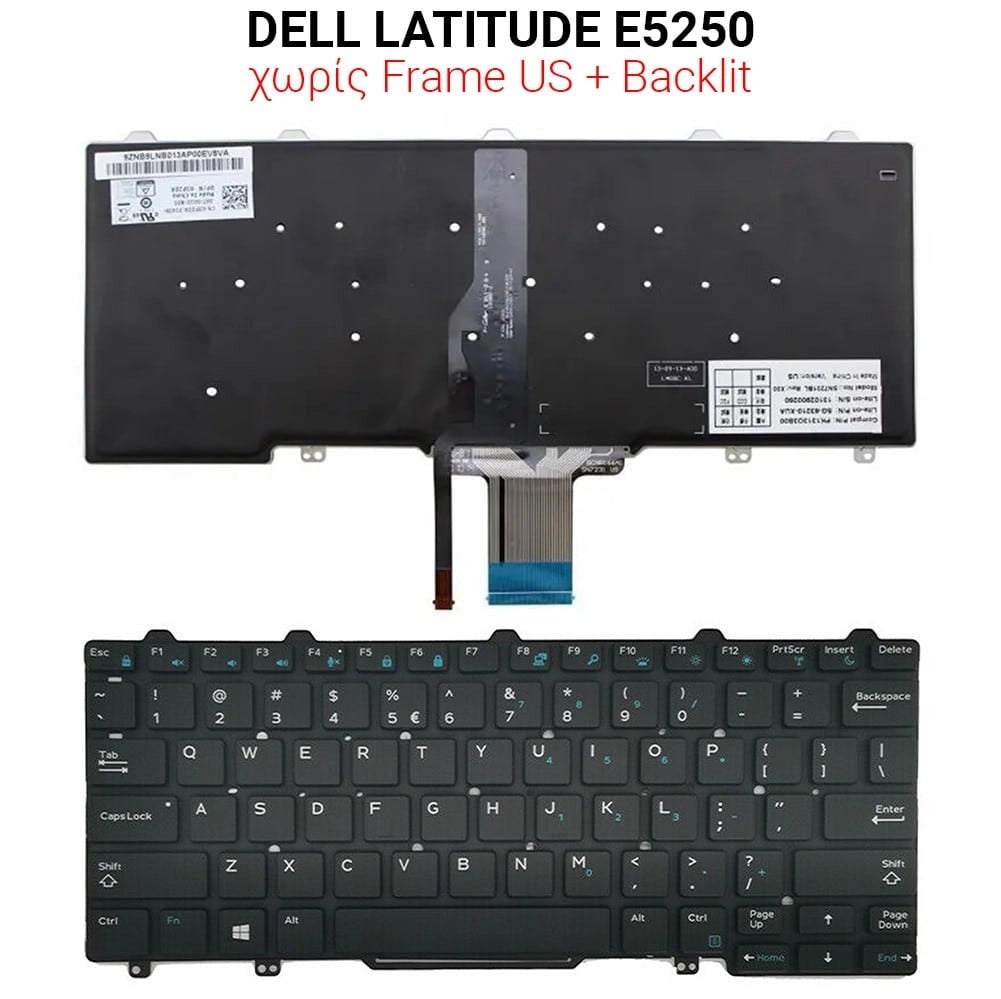 Πληκτρολόγιο DELL Latitude E5250 NO Frame US + Backlit