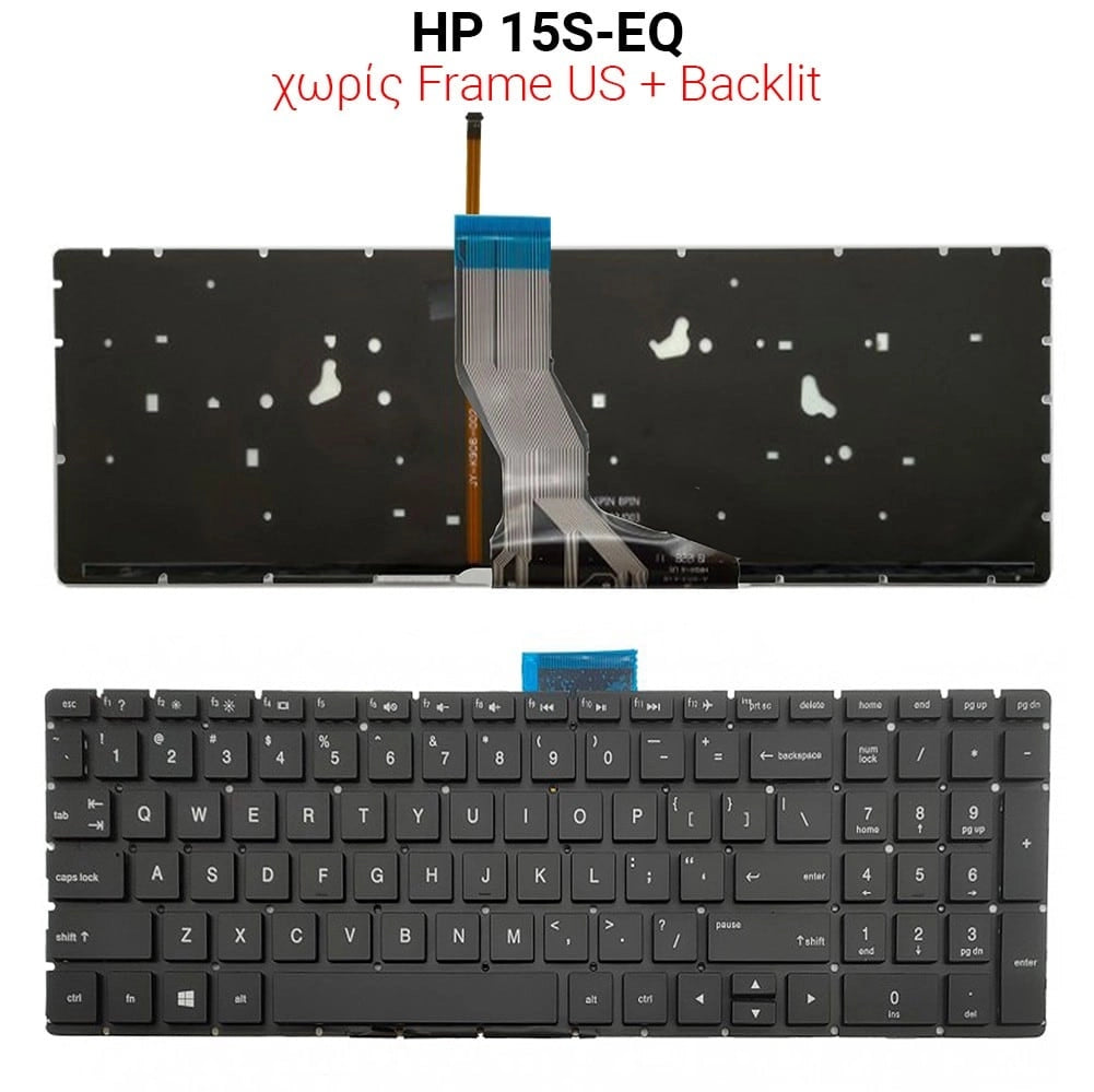Πληκτρολόγιο HP 15S-EQ NO Frame US + Backlit Black