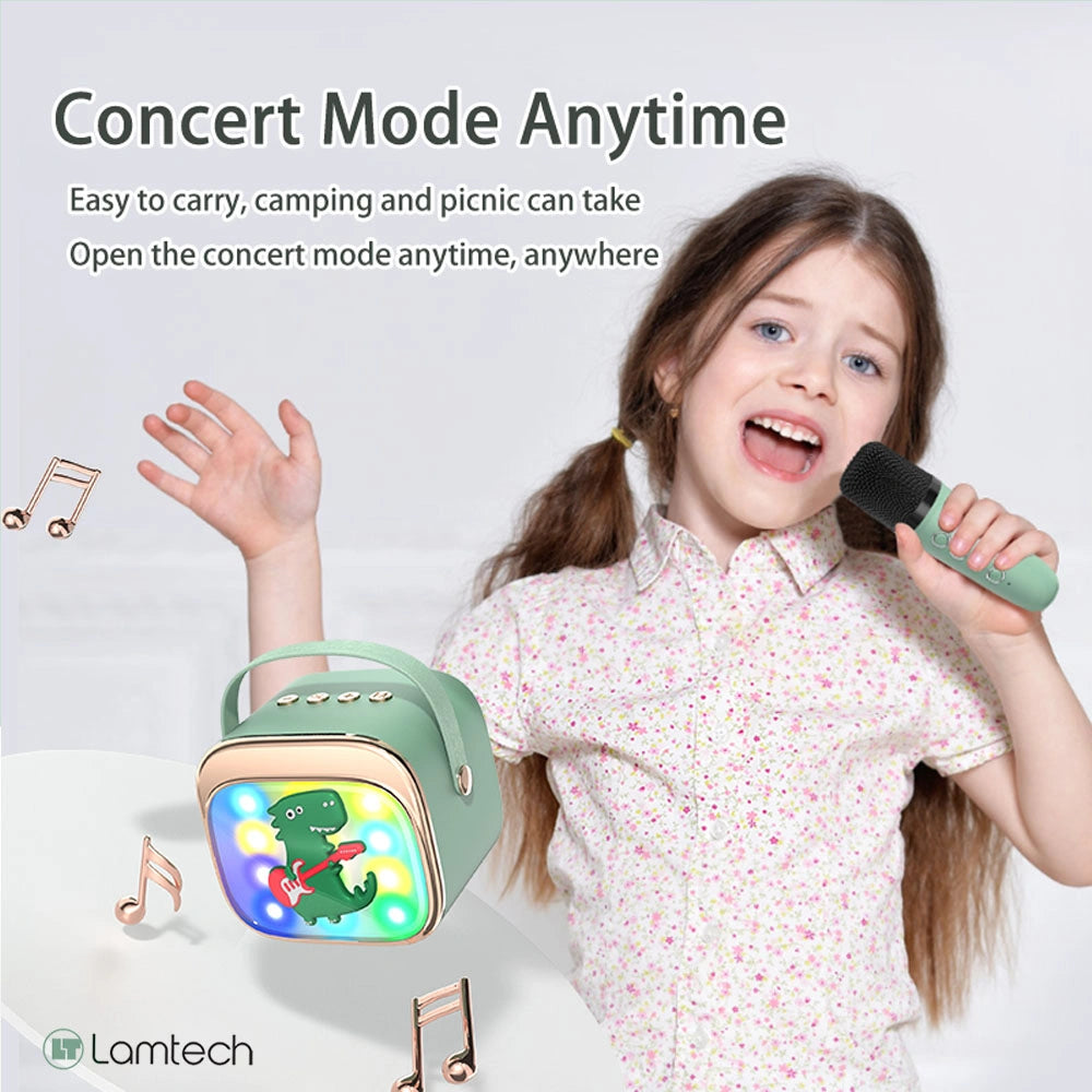 LAMTECH BT5.4 RGB KID KARAOKE SPEAKER GREEN WITH MIC KRODDY