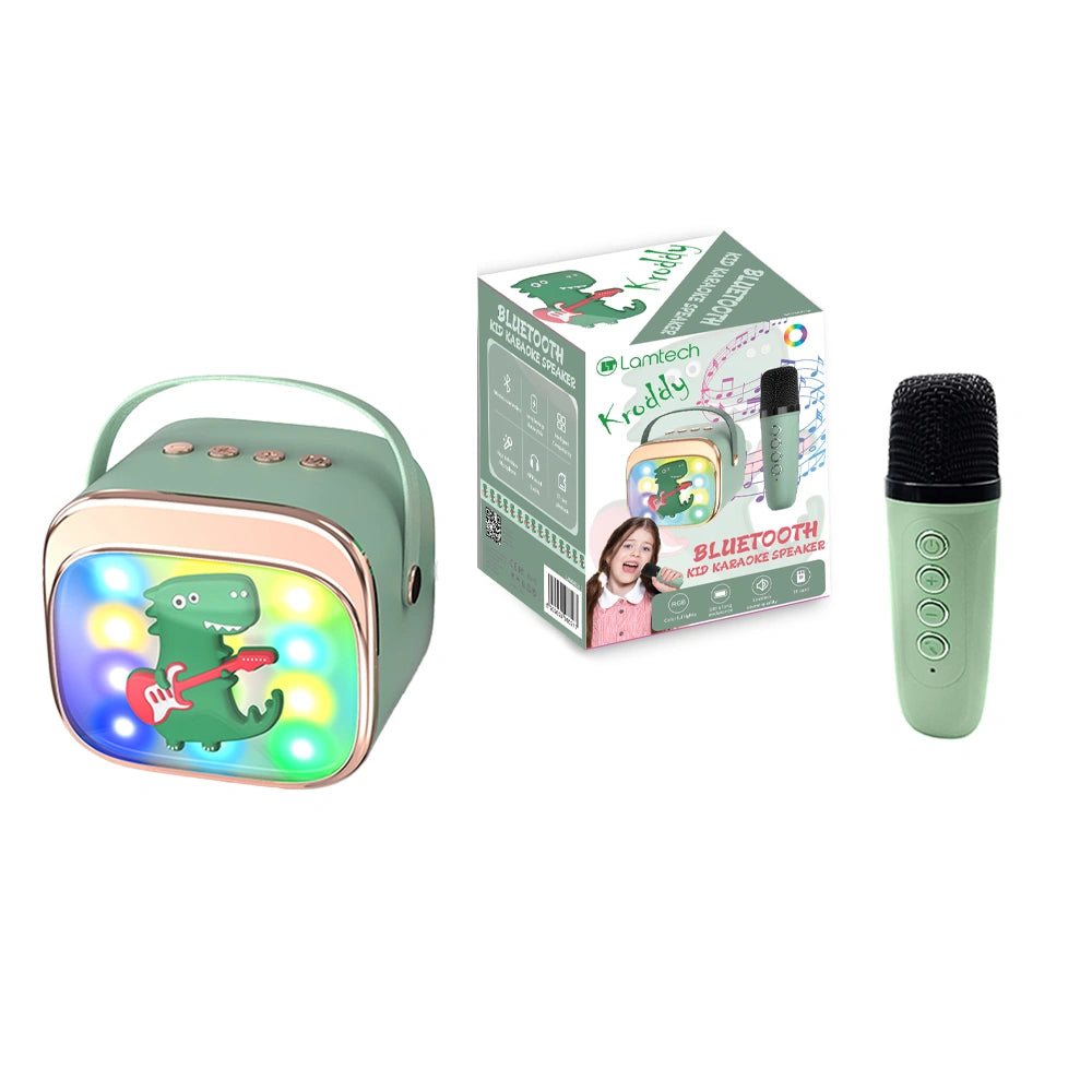 LAMTECH BT5.4 RGB KID KARAOKE SPEAKER GREEN WITH MIC KRODDY