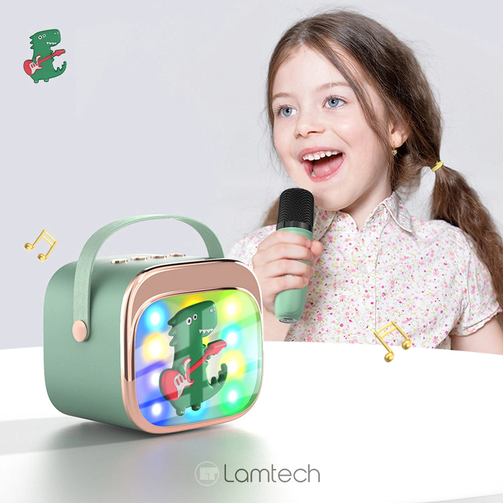 LAMTECH BT5.4 RGB KID KARAOKE SPEAKER GREEN WITH MIC KRODDY