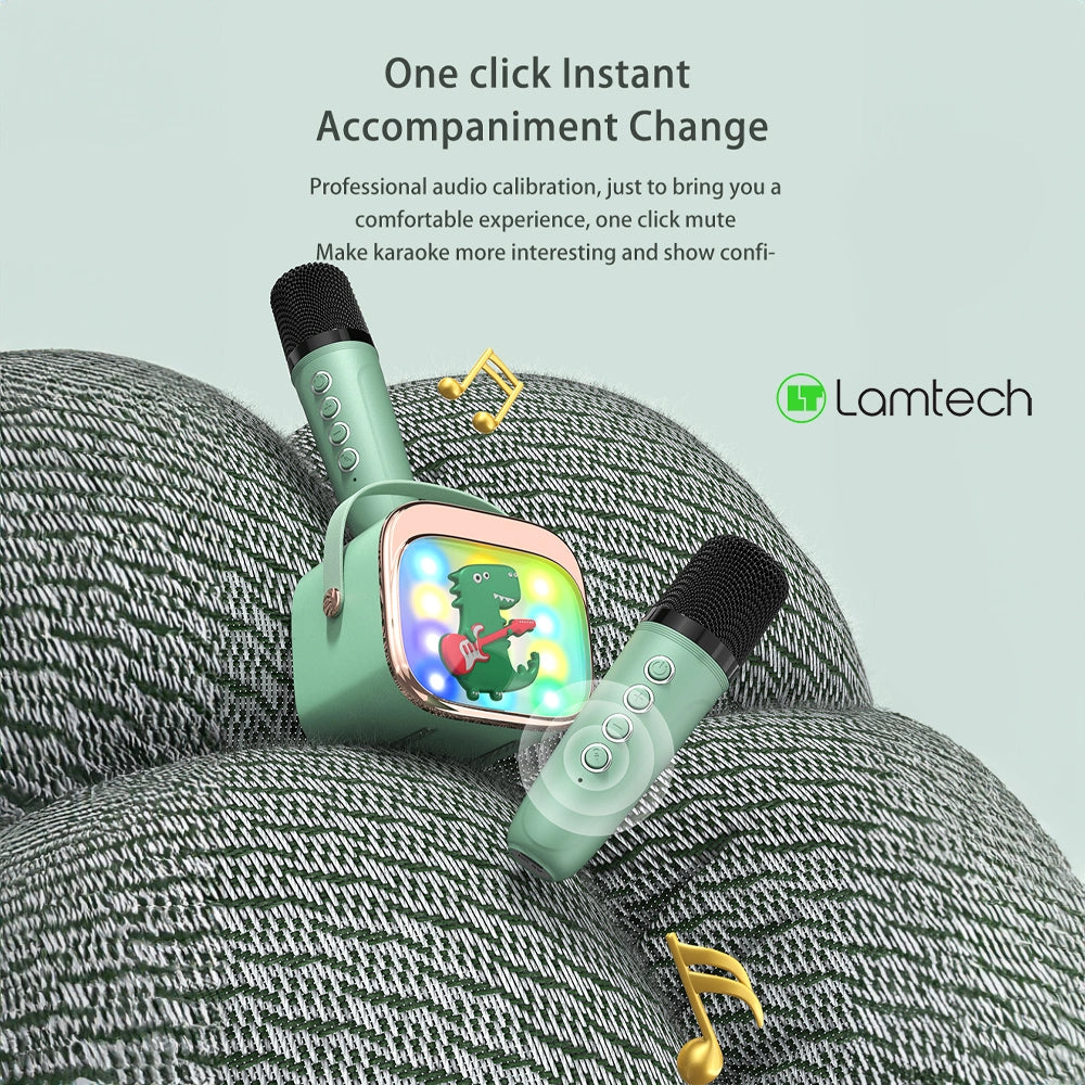 LAMTECH BT5.4 RGB KID KARAOKE SPEAKER GREEN WITH MIC KRODDY