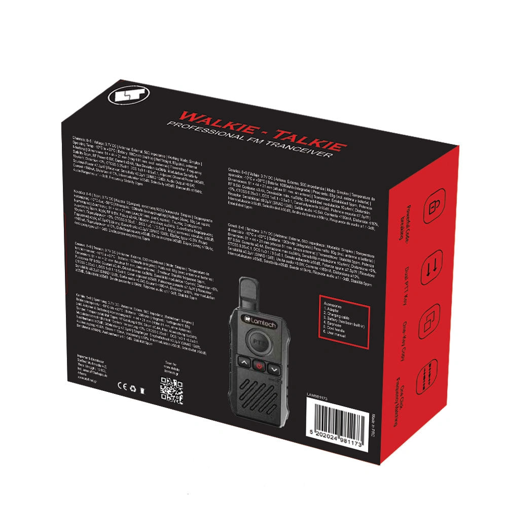 LAMTECH WALKIE TALKIE PROFESSIONAL FM TRANSCEIVER BLACK