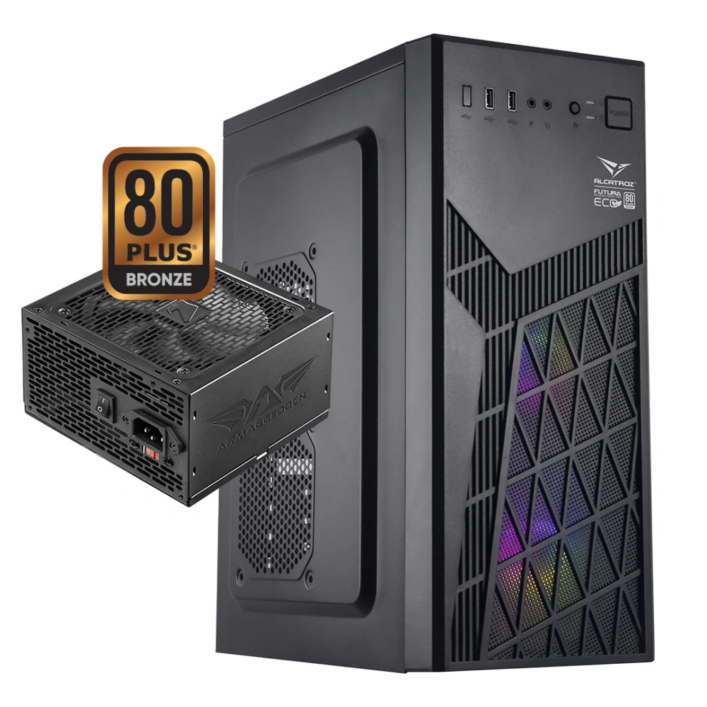 ALCATROZ PC CASE WITH PSU FUTURA MILLENIA ECO M600 PRO BLACK