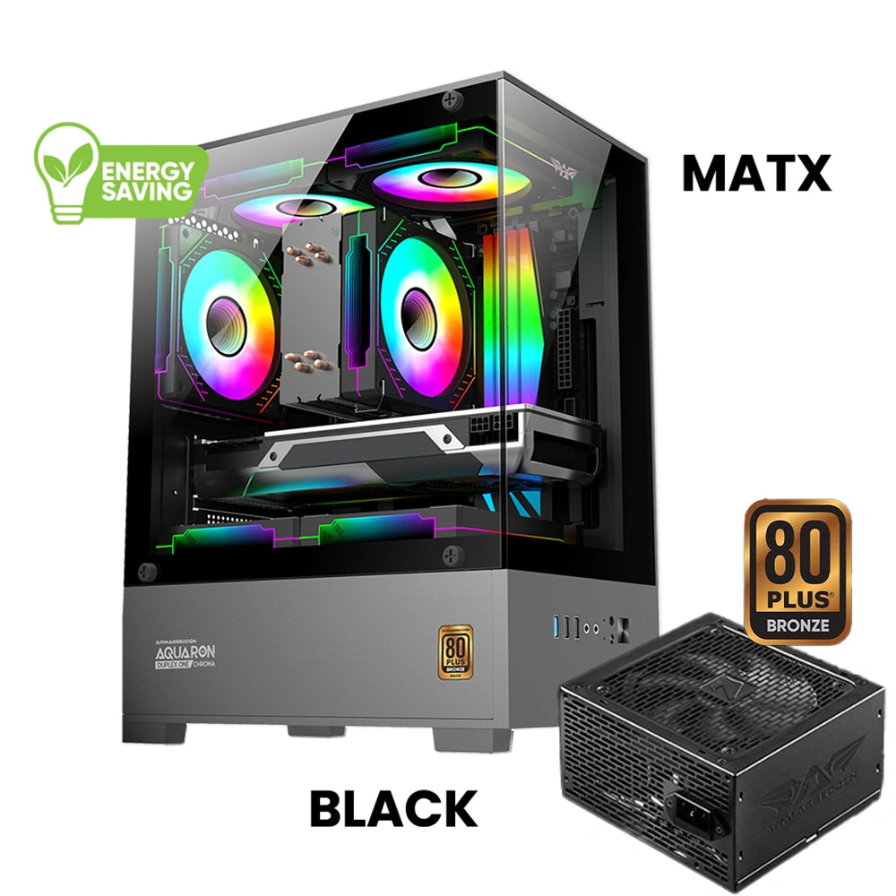 ARMAGGEDDON PC CASE WITH PSU AQIARON NEMO BLACK