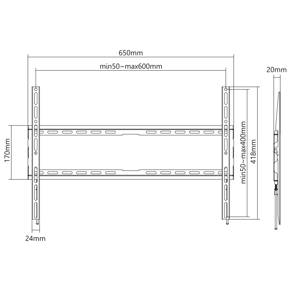 SBOX FIXED WALL MOUNT 37' -80' VESA 600x400 MAX