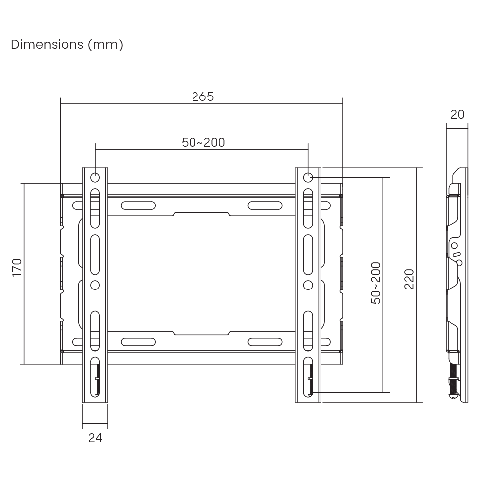 SBOX WALL MOUNT 23'-43' VESA 200x200 MAX