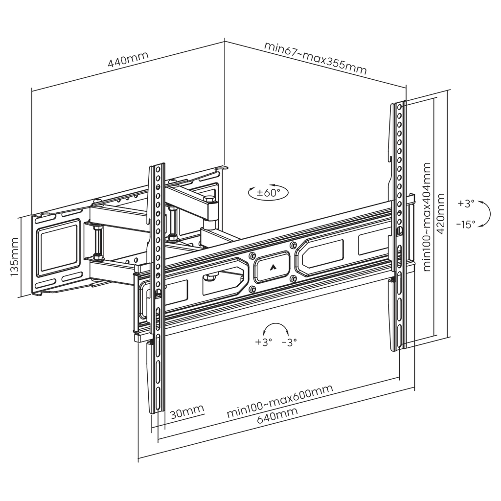 SBOX WALL MOUNT 37'-80' VESA 600x400 MAX