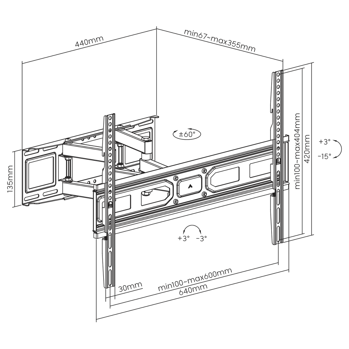 SBOX WALL MOUNT 37'-80' VESA 600x400 MAX
