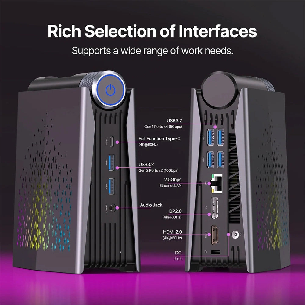 ACEMAGIC MINI PC RYZEN 7 H 255(16GB+512GB) WIN11 PRO RGB BLACK