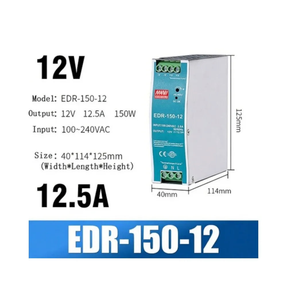 EDR-150 12V 12.5A Rail Switching Power Supply
