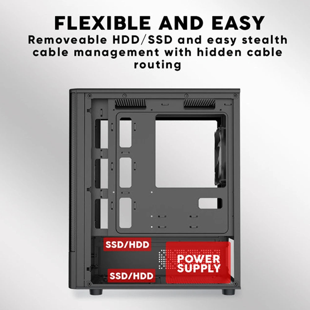 ARMAGGEDDON MICRO ATX CASE WITH 3X ARGB FANS & TYPE-C DEEPFREEZE DUPLEX 2 ARGB-C BLACK