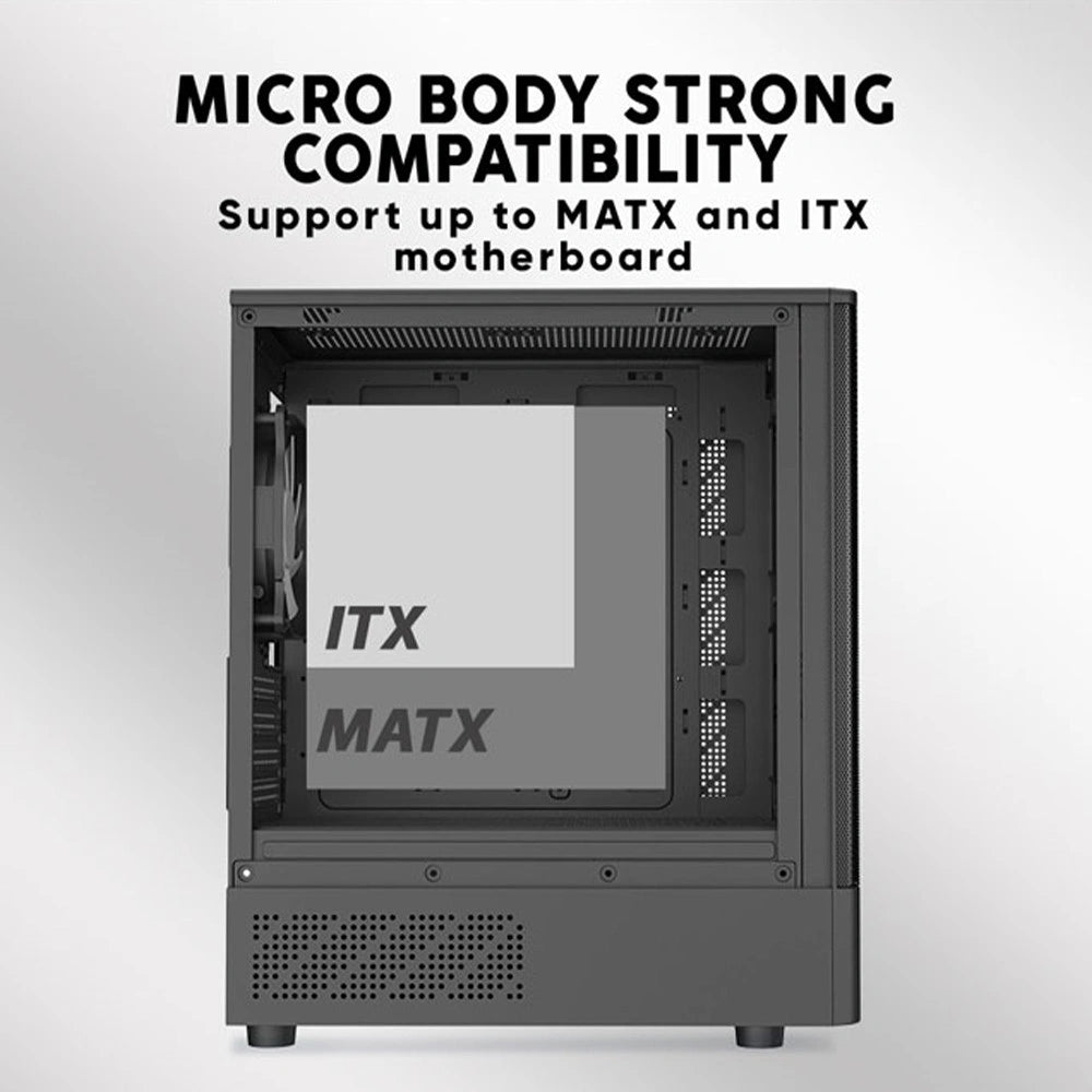 ARMAGGEDDON MICRO ATX CASE WITH 3X ARGB FANS & TYPE-C DEEPFREEZE DUPLEX 2 ARGB-C BLACK