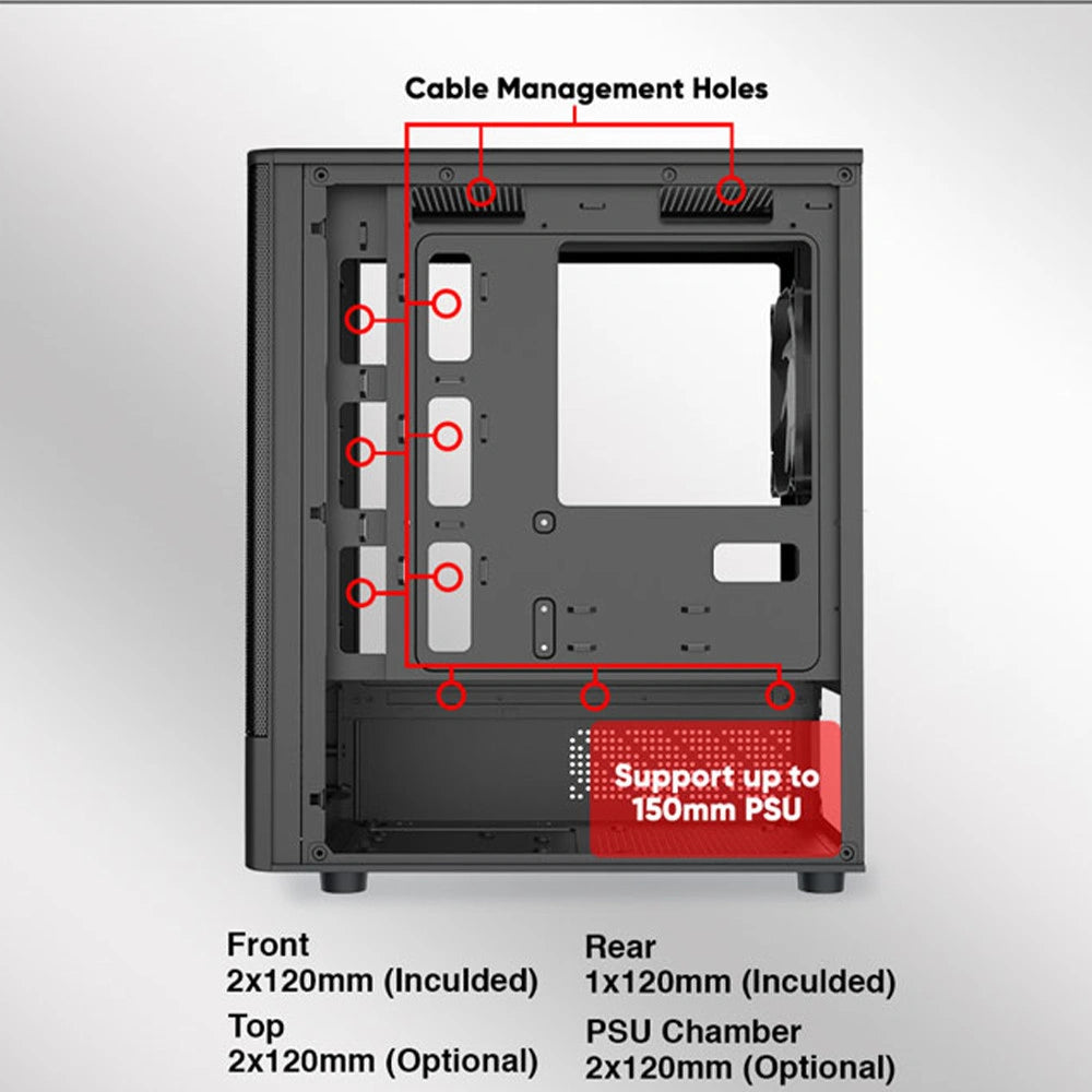 ARMAGGEDDON MICRO ATX CASE WITH 3X ARGB FANS & TYPE-C DEEPFREEZE DUPLEX 2 ARGB-C BLACK