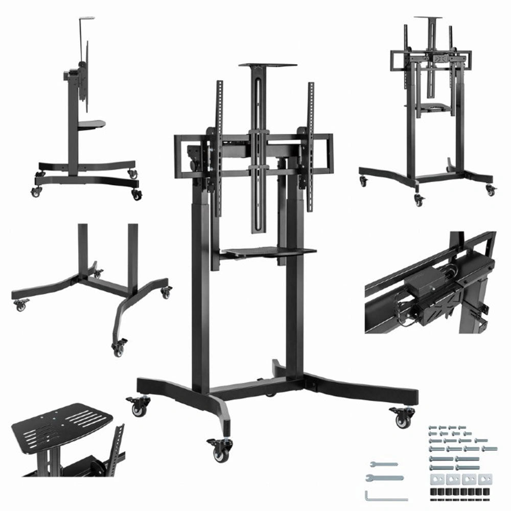 GEMBIRD MOTORIZED HEIGHT ADJUSTABLE TV FLOOR STAND WITH CASTER WHEELS AND REMOTE CONTROL 55'-100'