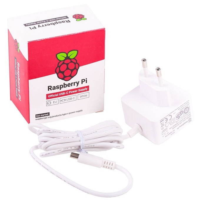 Raspberry Pi 4 Official USB-C Power Supply 15.3W 3A White