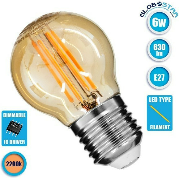 GloboStar Λάμπα LED για Ντουί E27 και Σχήμα G45 Θερμό Λευκό 630lm Dimmable