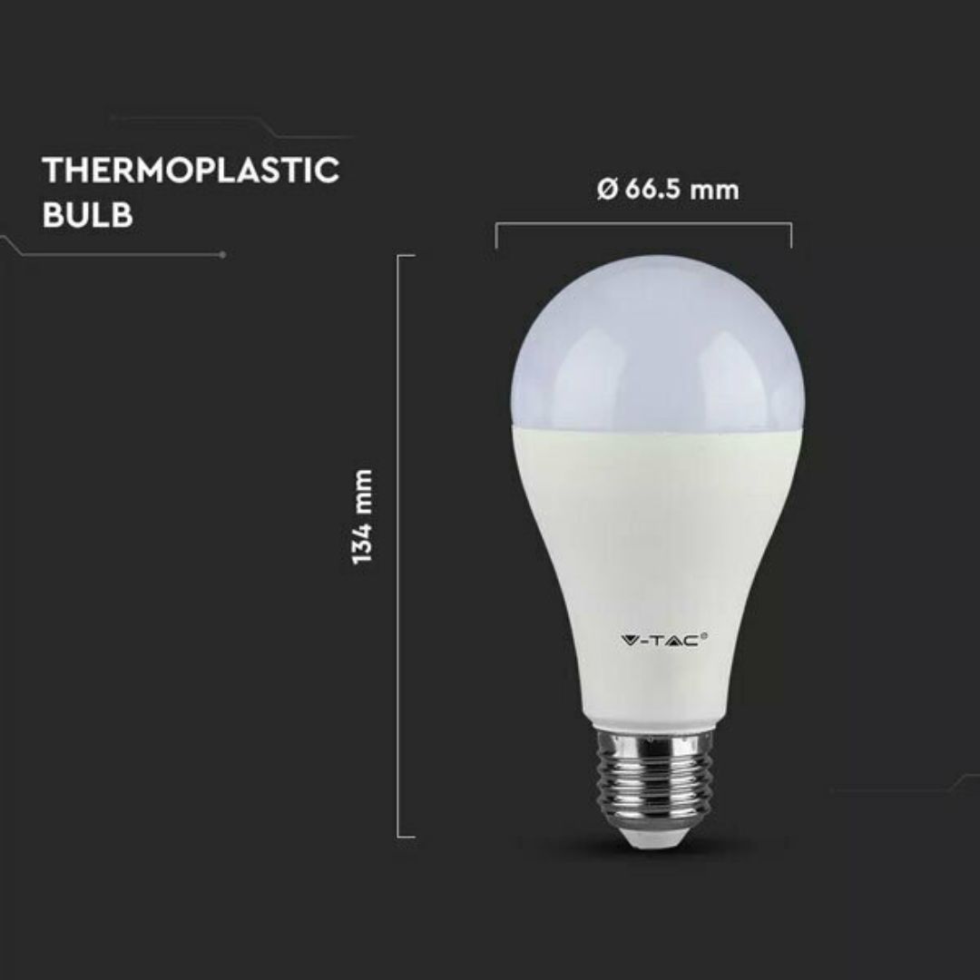 V-TAC VT-2017 Λάμπα LED για Ντουί E27 και Σχήμα A65 Φυσικό Λευκό 1521lm