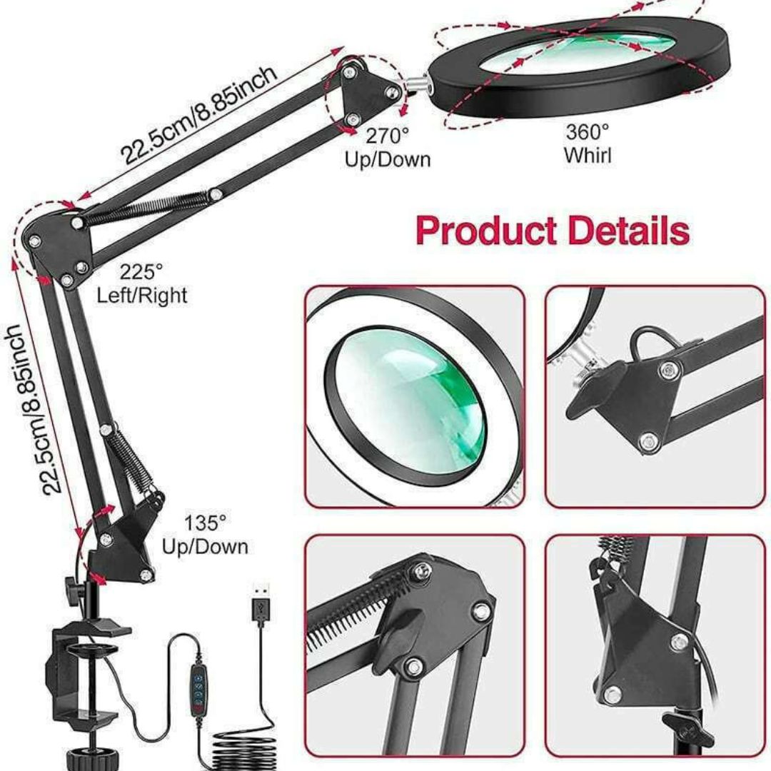 Επιτραπέζιος Μεγεθυντικός Φακός με Φως x5 LED USB